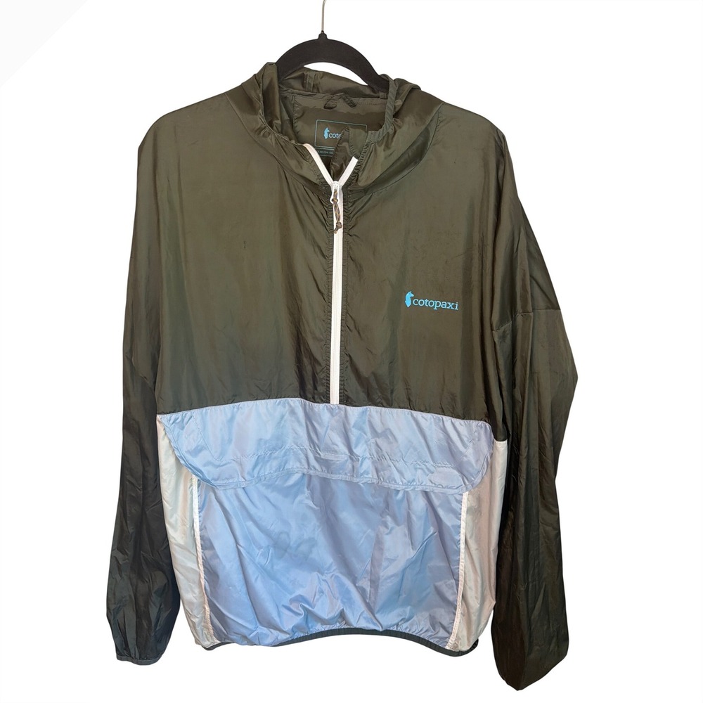 Cotopaxi Teca Half-Zip Windbreaker Mens XL Olive Green Blue Colorblock Jacket